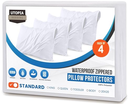 Protège-oreillers imperméables fermeture éclair lot de 4 standard - 8