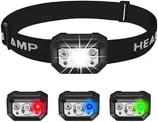 BORUIT Head Torch LED Rechargeable Super Bright 660 Lumens Headtorch 9 Light Mode IPX7 Waterproof Headlamp Red Green White Blue Headlight Adult Camping Running Fishing Hiking