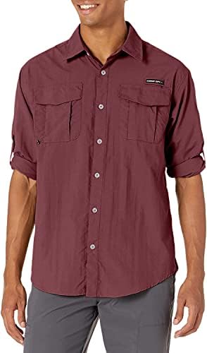 Little Donkey Andy Men's UPF 50+ UV Protection Shirt, Long Sleeve Fishing Shirt, Breathable and Fast Dry Dark Red XS