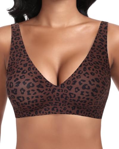 Jiuday Tiefer V Push Up BH Damen ohne Bügel Bequemer Jelly BH für Große Brüste Starker Halt Seamless Soft Bra Bügelloser Gepolstert Glatter Nahtloser Bralette