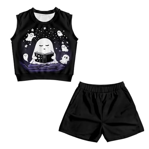 Outfits for Girls Sleeveless Shirts Tees Shorts Summer Clothes Size 5-142