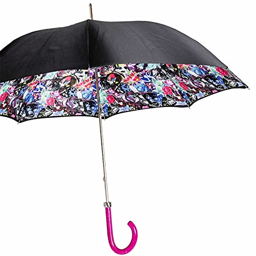 Pasotti Pop Cool Floral Umbrella With Pink Toned Marble Like Handle- Stunning Piece