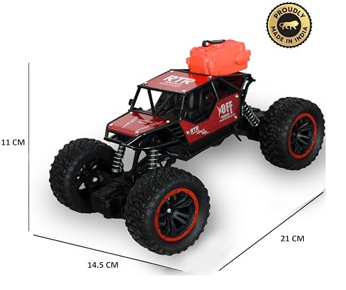 Image of Brand Conquer Remote Control Rock Crawler Mist Smoke Spray Function, High Speed 1:18 RC Car Toys for Boys 2WD Off Road Vehicle Toy Cars for Kids Monster Truck Rock Climbing (Fog Rock Crawler Red)