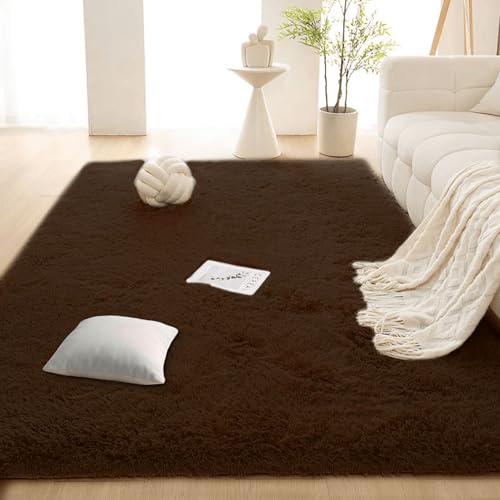 Tapis de salon antidérapant marron résistant pour éviter les glissades