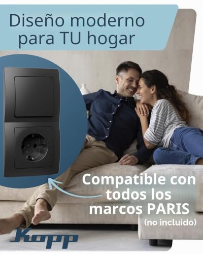 Enchufes negros mate Kopp Germany con protección infantil elevada en pack de 6 4