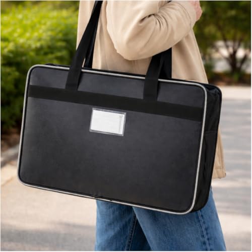 Image of WORLDONE A3 (Bigger Size) | Faux Leather (PP) Portfolio Bag (50.5 * 35.5 cm) (Approx Double The Size of photocopy Paper Size) | for Artists, Architects, Designers | Black Color (Pack of 1)