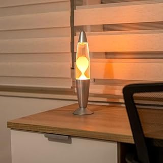 Lampe à lave orange. Lampe de chevet avec 2 ampoules incluses. Cadeau amusant pour les adolescents. Lampe rétro de 34 x 8,5 cm