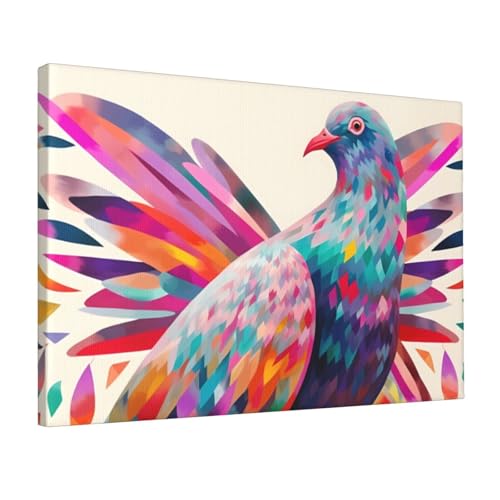 Impression sur toile pigeon coloré pour raviver un mur blanc terne