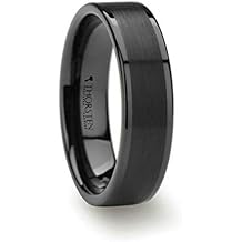 Thorsten VULCAN Black Tungsten Ring with Brushed Finish and Polished Edges 6mm Width from Roy Rose Jewelry