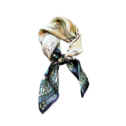 Foulards en soie femme carré 70x70cm en satin léger imprimé rétro géométrique