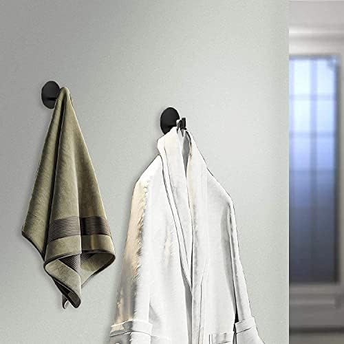 BARONAGE 2 Pack Self Adhesive Hooks, Heavy Duty Hanger Sticky Wall Hooks Waterproof Towel Hook for Tea Cup Robe Coat Kitchen Bathrooms Bedroom Door Office SUS304 Stainless Steel Black