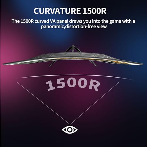 Image of ZZA 32 Inch 300Hz Curved Gaming Monitor,QHD 2560 * 1440 Gaming PC Monitor, Curved 1500R,4000:1 Contrast,1Ms MPRT,HDR,FreeSync,VA,HDMI DP1.4