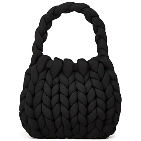 Women's Knit Clutch Bag Handmade Woven Polyeater Knit Satchel Purse Handbag Shoulder Solid Color Bag Cover