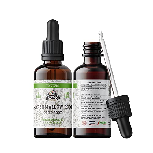 Florida Herbs Marshmallow Root Tincture, Organic Marshmallow Extract (Althaea Officinalis) Dried Root Herbal Supplement, Non-Gmo In Cold-Pressed Organic Vegetable Glycerin, 700 Mg, 2 Oz (60 Ml) #TOP27