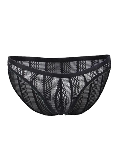 ohyeah Men's Mesh Pouch Underwear Sexy Low Rise Briefs Sheer Thongs Briefs Breathable Elastic Jockstraps Black4