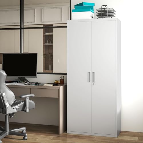 HOMCOM Mueble Archivador de 5 Niveles con Estantes Regulables Cajonera de Oficina Archivador con Llave para Estudio Salón 80x40x180 cm Blanco - imagen 8