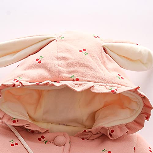 Baby Girls Winter Jacket+Bow Bag Set Toddler Cotton Warm Lined Bunny Ear Hooded Jacket Cute Cherry Girl Dinosaur Clothes4
