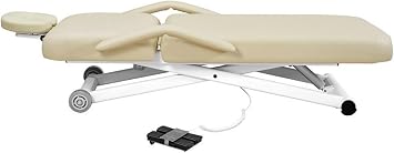 GreenLife-Silverfox 2274A Electric Massage Table with Foot Control,Quiet German Motor,Heavy Duty Medical Spa Facial Treatment Bed for Esthetician,ADA Compliant,UL Certified (Beige, Tilt Back)