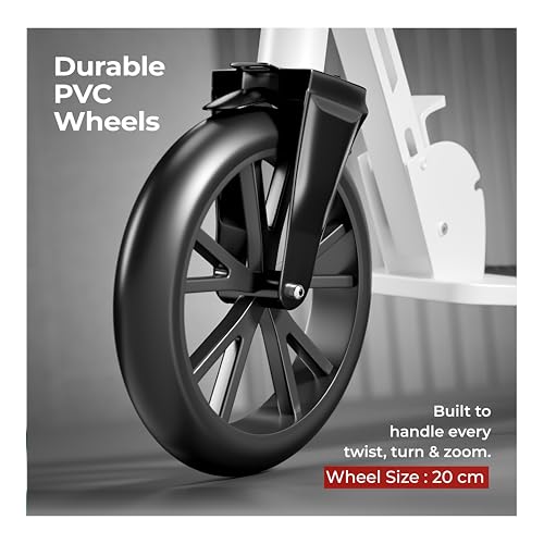 Image of Lifelong Kick Scooter | Scooter for Kids 6-12 Boys & Girls | Foldable Adjustable Height Kick Scooter | 100 Kg Capacity | Big Wheels | Rear Brake | Outdoor Ride Gift for Kids (Black & White)
