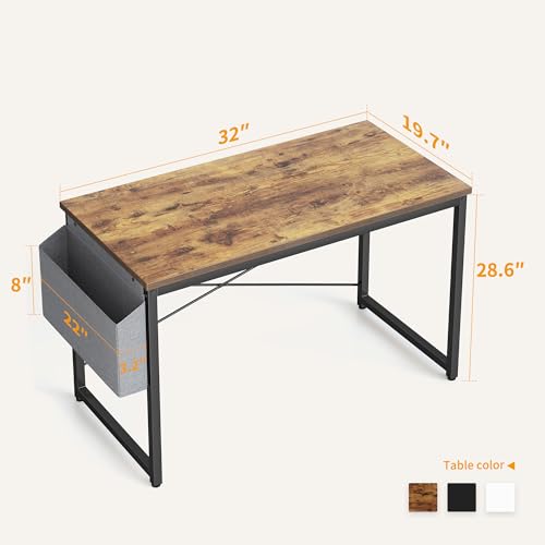 Image of Cubiker Computer Desk, Home Office Writing Study Desk, Modern Simple Style Laptop Table with Storage Bag (31.8, Rustic)