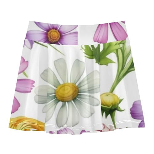 Joisal Cute Athletic Shorts Girls Skorts Skirts with Shorts Pleated Skort Watercolor Flowers 4t2