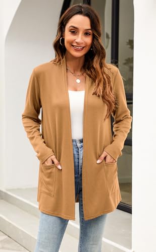 Image of Newchoice Womens Lightweight Long Sleeve Cardigans with Pockets Summer Casual Open Front Sweater Cardigan Duster