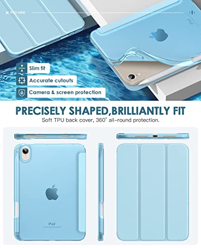 Dadanism Ipad Mini 6 Case Ipad Mini 6Th Generation Case With Pencil Holder, Support Apple Ipencil Charging Soft Tpu Back Cover Smart Shell For Ipad Mini 8.3 Inch 2021, Auto Wake/Sleep, Blue #TOP6