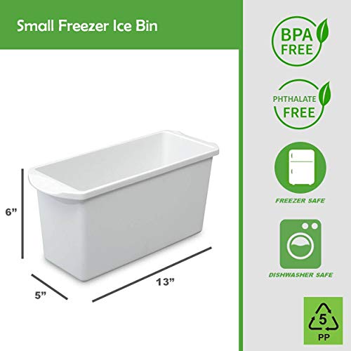 Tribello Ice Cube Bin Freezer Ice Bucket - White Plastic Breastmilk Storage Container, Organizer Trays, with Handles, Freezer/Dishwasher Safe, and BPA/Phthalate Free - Made in USA (2 Pack)