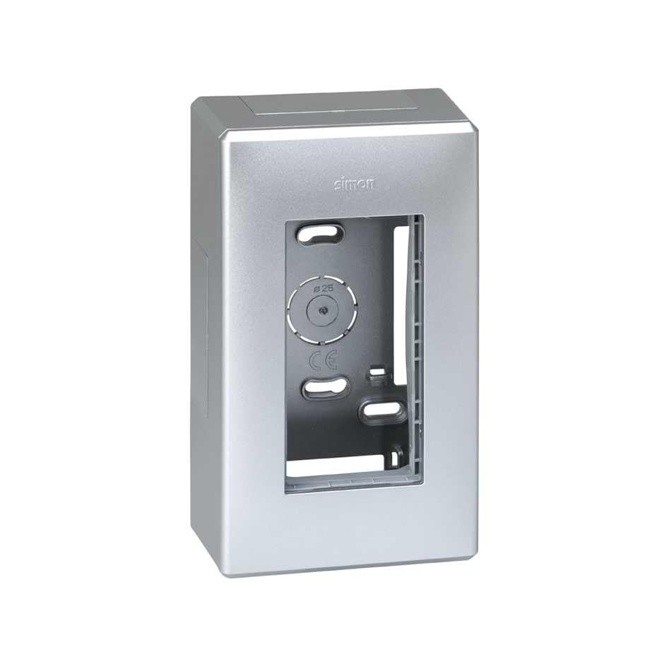 Boîtier saillie 1 module aluminium cadre prise bloc mural gris