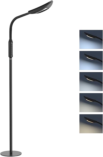 TROND Floor Lamp, Floor Lamps for Living Room with Touching Control, Led Floor Lamp & Reading Lamp, 5 Brightness & 5 Color Temperatures Dimmable, Daylight Lamp for Reading, Knitting, Jigsaw, Sewing