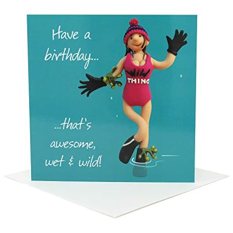 Holy Mackerel Wet and wild birthday, an Erica Sturla 15cm square cold water wild swimming themed female card from, blank inside for your message Cover