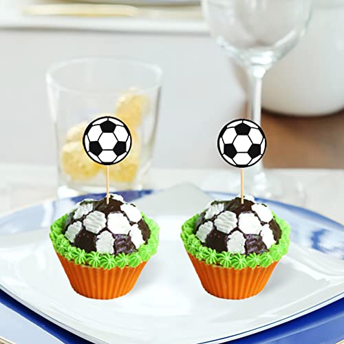 Maigendoo 42Pcs Football Cake Toppers Happy Birthday Cake Decoration Soccer Ball Cupcake Toppers For Soccer Player Themed Desserts World Cup Sports Party Super Bowl Party Decor Favor Supplies #TOP1