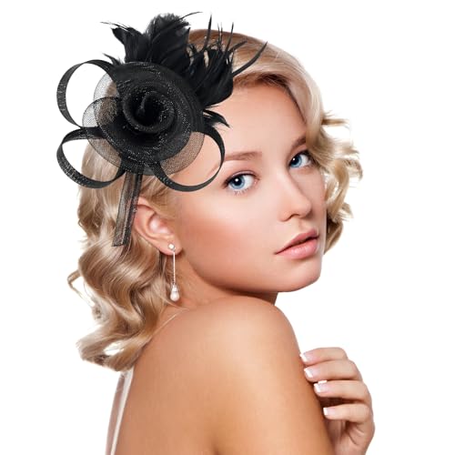 GHGMAO Fascinators Hats for Women Derby Hat Tea Party Headband for Cocktail, Wedding, Church, Fancy Dress Party - Thumbnail 2