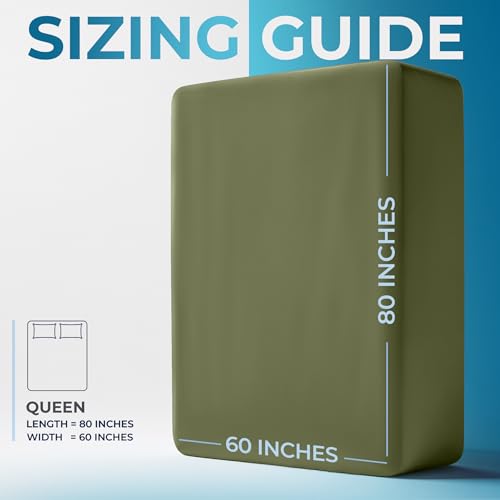 Image of Utopia Bedding Extra Deep Pocket Queen Fitted Sheet, Fits up to 21 Inch Mattress - Hotel Luxury, Soft, Breathable and Comfy - Shrinkage and Fade Resistant - Easy Care (Olive)