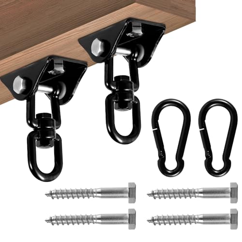 FALESOUL 2 Pack Heavy Duty Swing Hangers Swing Set Brackets 1000 LB Capacity 360 Swivel Stainless Steel Swing Hardware for Wooden Sets Playground Porch Patio Yoga Seat Trapeze Indoor Outdoor, Black