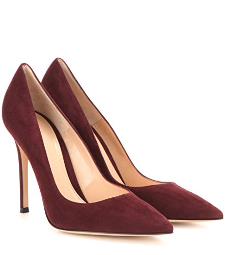 Sammitop Women's Closed Toe High Heel Pumps Elegant Formal Office Shoes Burgundy US5 - Thumbnail 2