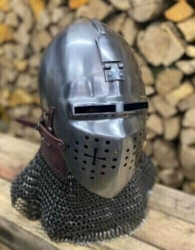 Helmet 16 Gauge Steel Medieval ROA Bascinet Helmet SCA Knight Armor Chainmail