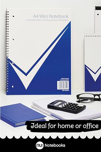 nu: A4 White Wirebound Notebook | Stationary, Office, School Notebook | Writing Pad | Gloss Card Notebook | 50 Pages | Pack of 3 | Office Range - Image 4
