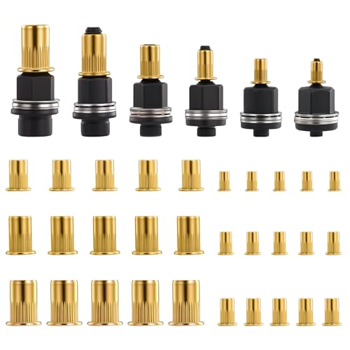 Holtrae 6 Piezas Tuercas Remachables Juego Contiene Accesorio Tuercas 66 Piezas M3 M4 M5 M6 M8 M10 Acero de Alto Remaches Roscados Cabezales para Remachar a Mano Insertables Remachadora Manual