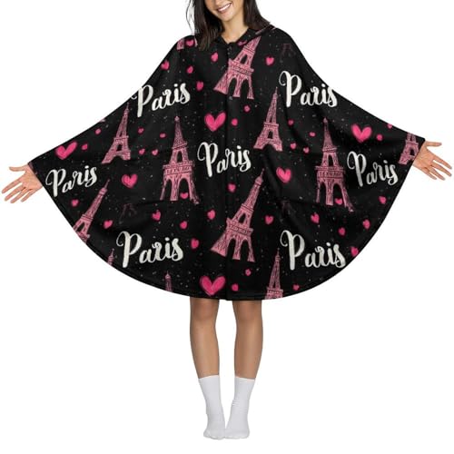 Couverture à capuche imprimé cœur Paris Eiffel le cadeau réconfortant idéal