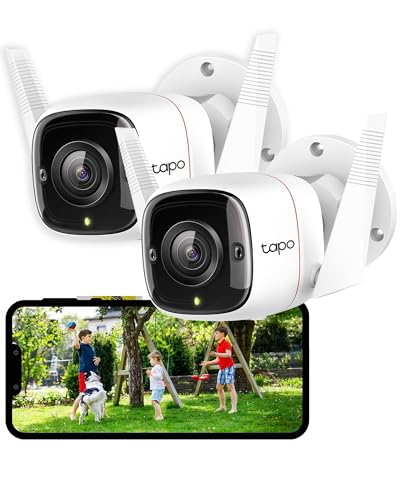 Tapo 2K Outdoor Security Camera, Motion Detection, IP66 Weatherproof, Built-in Siren, 2-way Audio, 3MP, Night Vision, Cloud &SD Card Storage, Works with Alexa & Google, C310P2(Renewed)