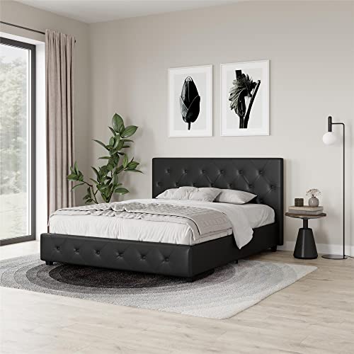 DHP Furniture Dakota Bett mit Stauraum, schwarzes PU, King Size