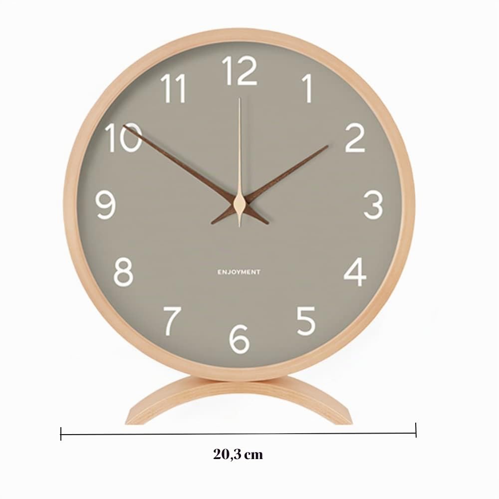 Maxspace Tischuhr Analog, 21cm Holz Batteriebetrieben, Ohne Ticken für Schlafzimmer Büro Wohnzimmer Deko Modern
