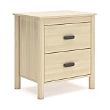 Signature Design by Ashley Cabinella Casual 2-Drawer Nightstand with Round Post Legs, 24.37" Tall, Light Brown
