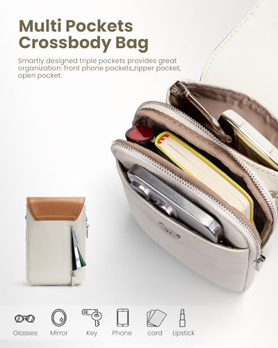 Image of befen Genuine Leather Crossbody Bags for Women, Cell Phone Cross body Purse Bag with RFID Blocking Card Slots