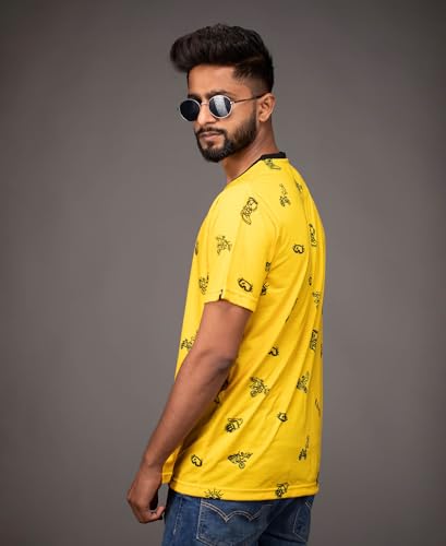Image of WANDERLOOMS Men Tshirt Front & Back Graphic Printed Full Print Tshirt for Men Round Neck Half Sleeve T-Shirt