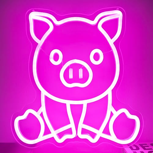 Image of Sitting Pig Neon Sign Cute Sitting Pig Led Neon Sign for Wall Decor Pig Neon Light Sign Pig Sitting Neon Sign Light Up Sign for Bedroom Game Kids Room Bar Shop Club Party Decor Gift, coloful