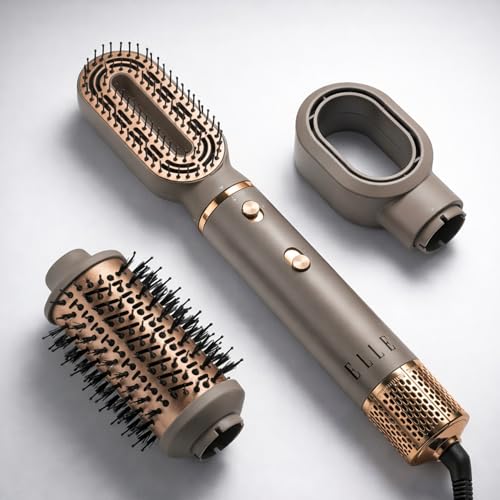 Image of ELLE 3-in-1 Dryer, Straightener & Volumizer I Hot Air Brush for Women | Anti-Frizz Ionic Technology | 2X Shine, 70% Less Frizz | Salon Style Blow Dry Finish at Home