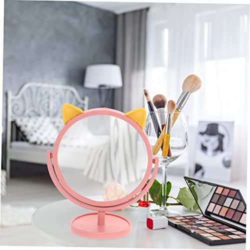 Espejo de maquillaje de mesa portátil FRCOLOR 2 pcs con diseño rosa miniatura 6