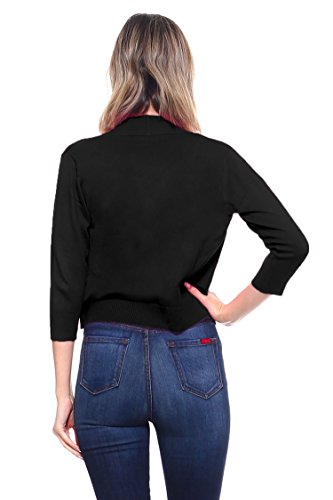 Image of Cielo Women's Soft Solid Open Front 3 /4 Sleeve Sweater Cardigan